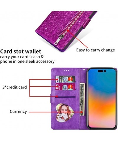 for Google Pixel 6 Magnetic Flip Sparkling Phone Case, Zipper Bag Protective Leather Case Black Pixel 7 Purple $19.99 Totes