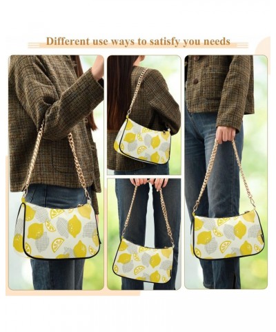 Lemons Shoulder Bag for Women Fabric Crescent Handbag with Zipper Chain Clutch Purses for Teen Girls Travel Party Concert $17...