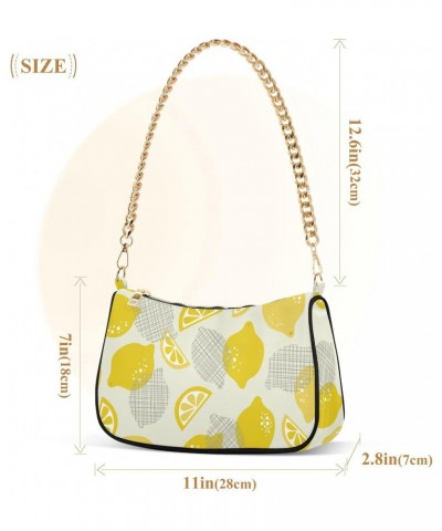 Lemons Shoulder Bag for Women Fabric Crescent Handbag with Zipper Chain Clutch Purses for Teen Girls Travel Party Concert $17...