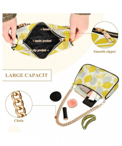 Lemons Shoulder Bag for Women Fabric Crescent Handbag with Zipper Chain Clutch Purses for Teen Girls Travel Party Concert $17...