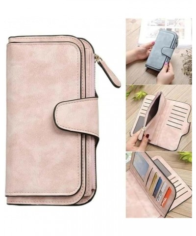 Retro Glamorous Multiple Slots Women Wallets, Large Capacity PU Leather Trifold Credit Card Wallets for Women, Frosted Long S...