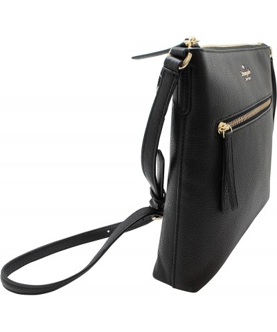 Kate Spade Women's Jackson Top Zip Crossbody Leather Handbags Black $110.46 Crossbody Bags