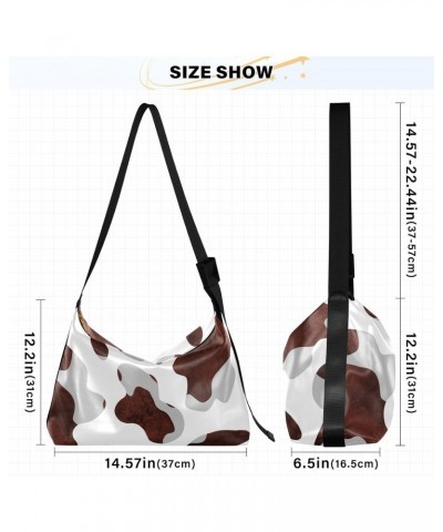 Women Boho Bag Cow Print Brown Grey White Shoulder Bag PU Leather Pouch Crossbody Bag Large Tote Handbag For Quick Getaway We...