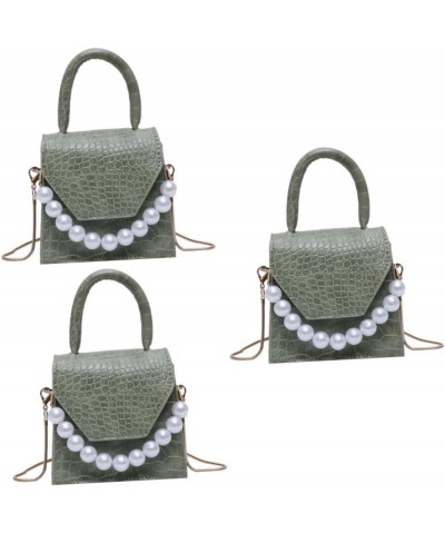 2 Pcs Pearl Handbag Small Square Shoulder Bag Mini Packet Miss Purple Greenx3pcs $13.55 Crossbody Bags