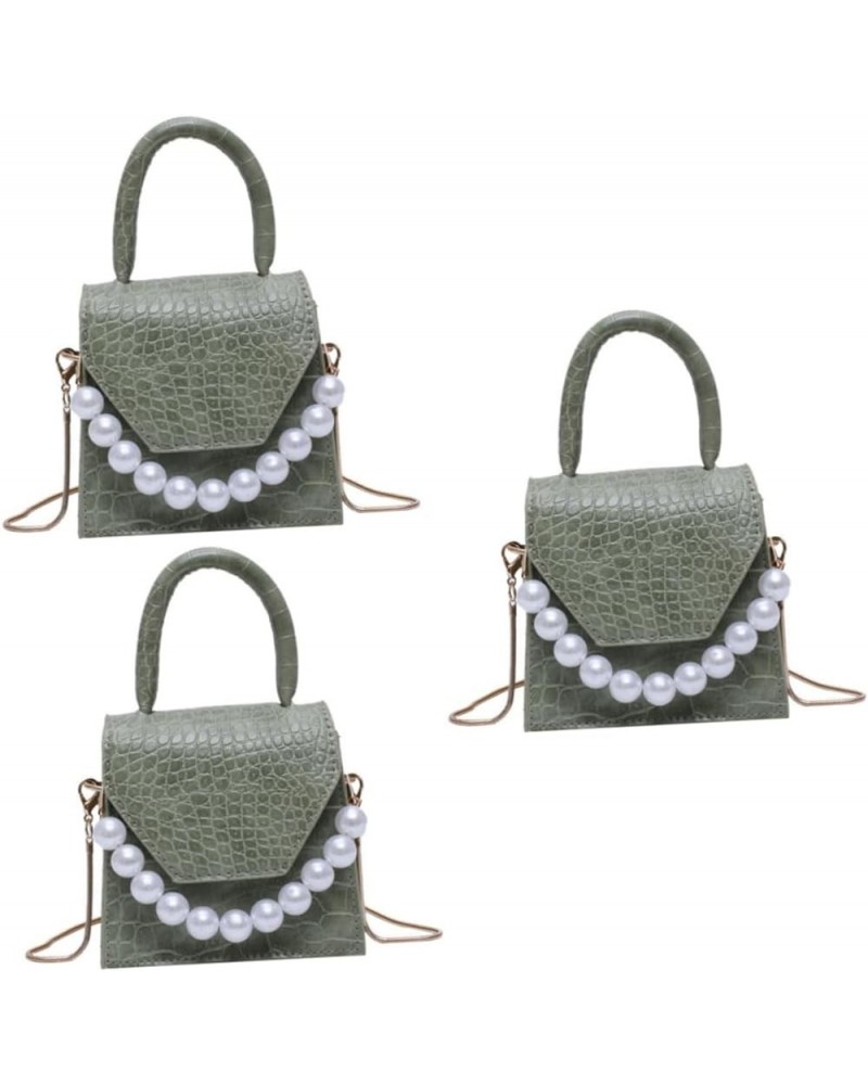 2 Pcs Pearl Handbag Small Square Shoulder Bag Mini Packet Miss Purple Greenx3pcs $13.55 Crossbody Bags