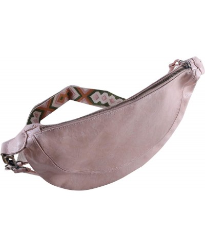 Hsakess Sling Crescent Bag for Women Leather Large Capacity Stylish Crossbody Bag with Removable Double Strap Pink $15.47 Cro...