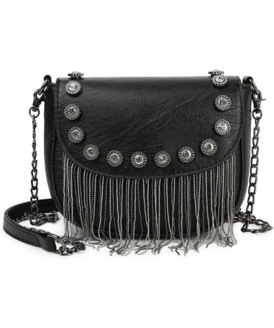 Women Small Square Bag Tassel Chain Shoulder Bags Crossbody Bags Satchel Purse Black 5 $22.38 Totes