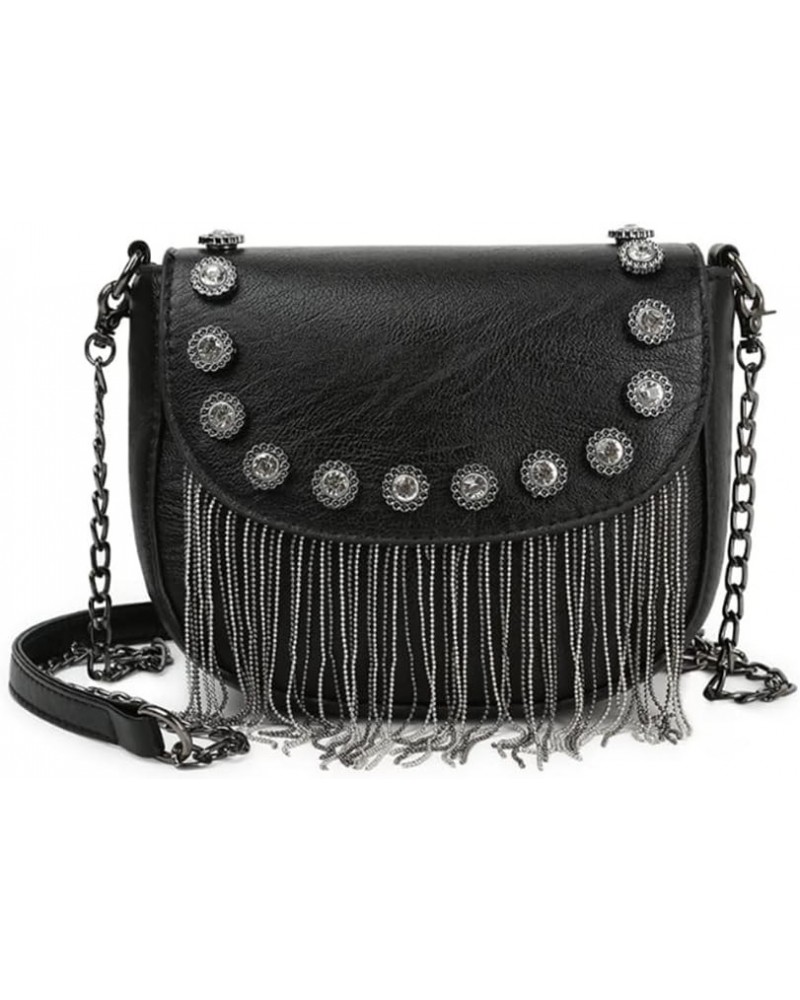 Women Small Square Bag Tassel Chain Shoulder Bags Crossbody Bags Satchel Purse Black 5 $22.38 Totes