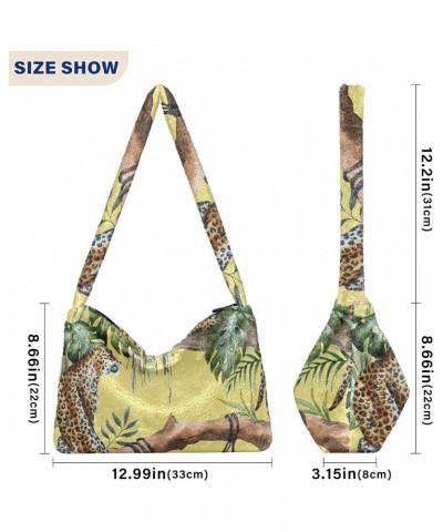 Tropical Leopard Shoulder Tote Bags for Women Furry Crossbody bag Hobo Handbag Purses for Traveling Working Shopping $11.96 T...