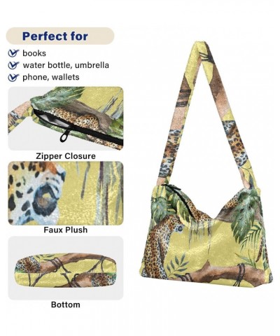 Tropical Leopard Shoulder Tote Bags for Women Furry Crossbody bag Hobo Handbag Purses for Traveling Working Shopping $11.96 T...