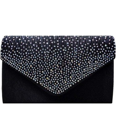 Women Sparkly Envelope Evening Bag Rhinestone Clutch Purse Chain Shoulder Crossbody Bag Black $15.36 Evening Bags