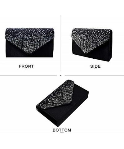 Women Sparkly Envelope Evening Bag Rhinestone Clutch Purse Chain Shoulder Crossbody Bag Black $15.36 Evening Bags