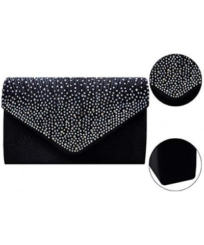 Women Sparkly Envelope Evening Bag Rhinestone Clutch Purse Chain Shoulder Crossbody Bag Black $15.36 Evening Bags