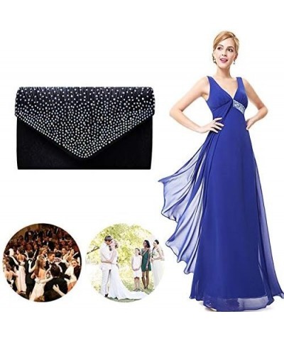 Women Sparkly Envelope Evening Bag Rhinestone Clutch Purse Chain Shoulder Crossbody Bag Black $15.36 Evening Bags