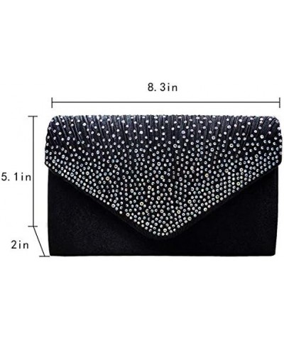 Women Sparkly Envelope Evening Bag Rhinestone Clutch Purse Chain Shoulder Crossbody Bag Black $15.36 Evening Bags