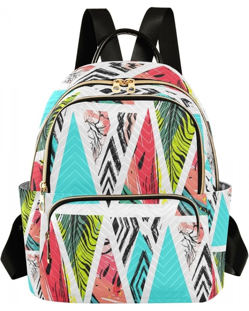 Fashion Backpack Mini Backpack Purse Casual Daily Backpack Triangle Pattern for Travel for College Work Medium $14.96 Backpacks