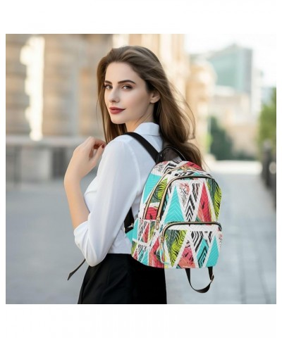 Fashion Backpack Mini Backpack Purse Casual Daily Backpack Triangle Pattern for Travel for College Work Medium $14.96 Backpacks