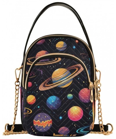 Creative Cartoon Planets Women's Crossbody Handbags with Zipper, Casual Leather Cell Phone Purse Crossbody Bags for Ladies $1...