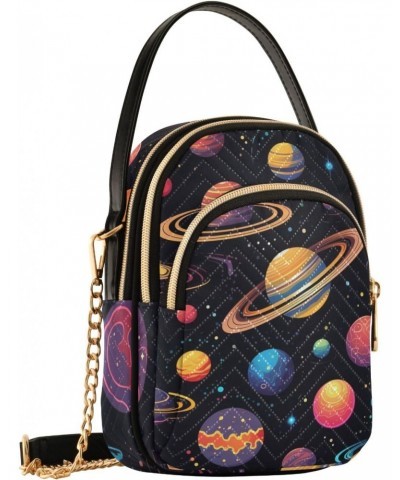 Creative Cartoon Planets Women's Crossbody Handbags with Zipper, Casual Leather Cell Phone Purse Crossbody Bags for Ladies $1...