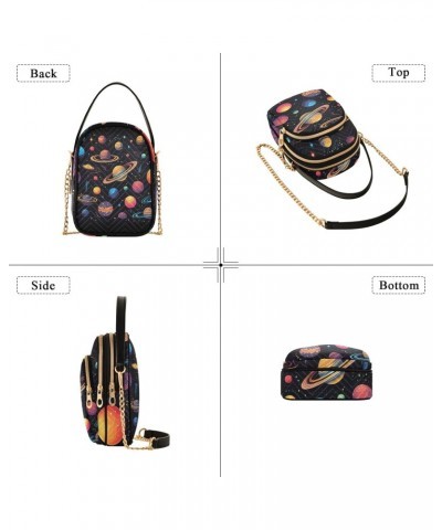 Creative Cartoon Planets Women's Crossbody Handbags with Zipper, Casual Leather Cell Phone Purse Crossbody Bags for Ladies $1...