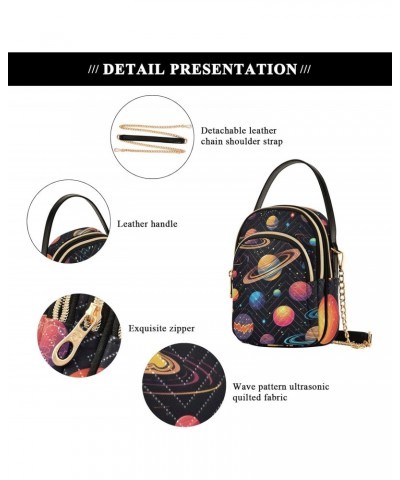 Creative Cartoon Planets Women's Crossbody Handbags with Zipper, Casual Leather Cell Phone Purse Crossbody Bags for Ladies $1...