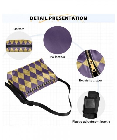 Mardi Gras Women Boho Bag Retro Gold Purple Zigzag Shoulder Bag PU Leather Pouch Crossbody Bag Large Tote Handbag For Quick G...