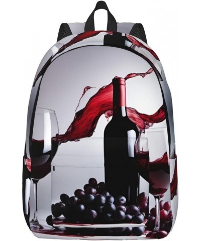 Red Wine Print Lightweight Travel Canvas Backpack Casual Daypack For Men Women Work, Sports, Beach Black Medium $23.82 Backpacks