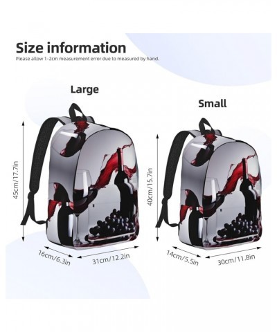 Red Wine Print Lightweight Travel Canvas Backpack Casual Daypack For Men Women Work, Sports, Beach Black Medium $23.82 Backpacks