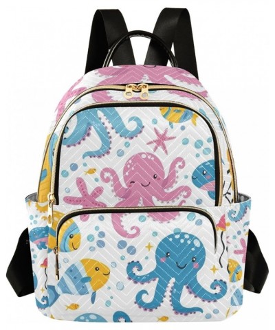 Mini Backpack Purse for Women, Fishes Octopus Travel Bag Casual Daypack Shoulder Bag Small $17.59 Backpacks