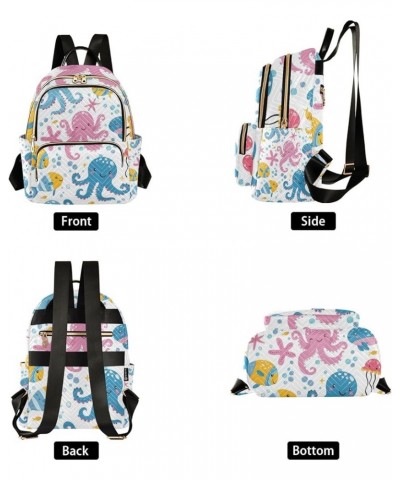 Mini Backpack Purse for Women, Fishes Octopus Travel Bag Casual Daypack Shoulder Bag Small $17.59 Backpacks