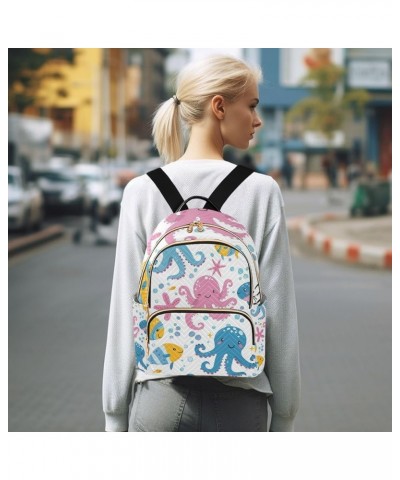 Mini Backpack Purse for Women, Fishes Octopus Travel Bag Casual Daypack Shoulder Bag Small $17.59 Backpacks