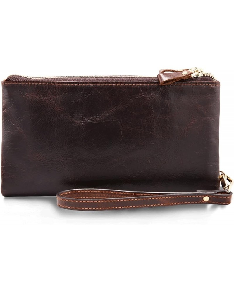 Men Clutch Bag, Genuine Leather Business Card Holder Wallet Long Wallet，PU Leather Men's Wallet 22cm*12cm*3cm Brown $83.34 Wa...