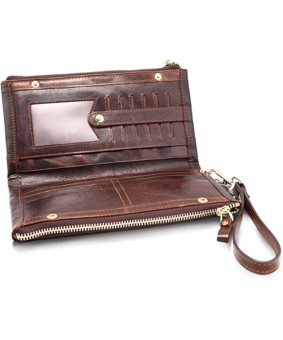 Men Clutch Bag, Genuine Leather Business Card Holder Wallet Long Wallet，PU Leather Men's Wallet 22cm*12cm*3cm Brown $83.34 Wa...