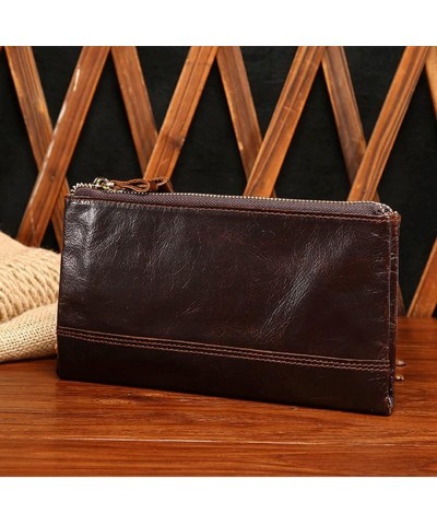 Men Clutch Bag, Genuine Leather Business Card Holder Wallet Long Wallet，PU Leather Men's Wallet 22cm*12cm*3cm Brown $83.34 Wa...