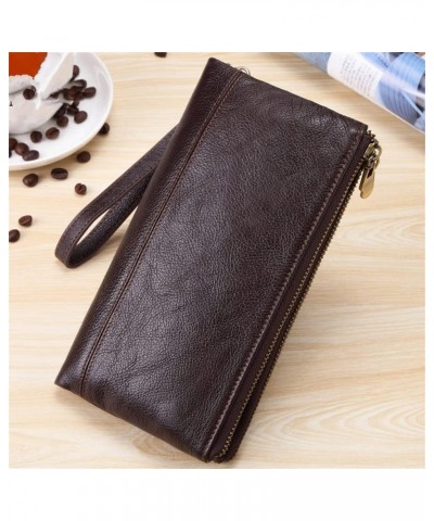 Men Clutch Bag, Genuine Leather Business Card Holder Wallet Long Wallet，PU Leather Men's Wallet 22cm*12cm*3cm Brown $83.34 Wa...