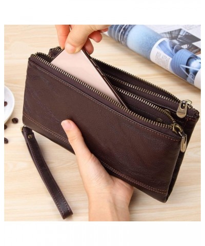 Men Clutch Bag, Genuine Leather Business Card Holder Wallet Long Wallet，PU Leather Men's Wallet 22cm*12cm*3cm Brown $83.34 Wa...