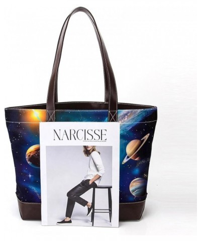 Tote Bag, Large Tote Bags for Women, Tote Bag with Zipper, Universe Space Stars Planet Galaxy, Tote Bags Women Design 6052 $2...