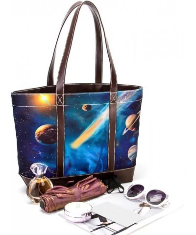 Tote Bag, Large Tote Bags for Women, Tote Bag with Zipper, Universe Space Stars Planet Galaxy, Tote Bags Women Design 6052 $2...