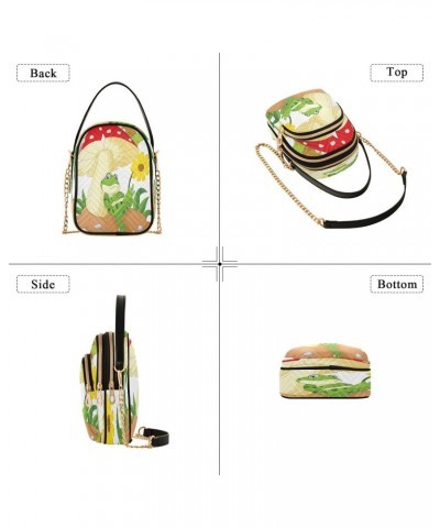 Frog Snail Mushroom Small Chain Crossbody Travel Bag Handbag Cell Phone Purse for Women $11.22 Crossbody Bags