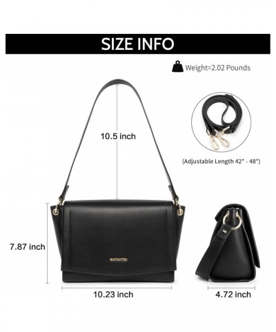 Womens Leather Crossbody Bags Designer Handbag Medium Trendy Shoulder Bag Purse Black $19.75 Crossbody Bags