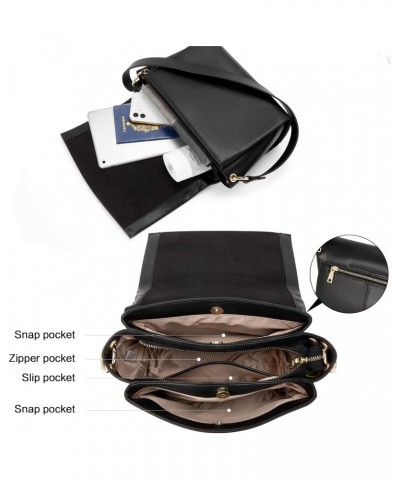 Womens Leather Crossbody Bags Designer Handbag Medium Trendy Shoulder Bag Purse Black $19.75 Crossbody Bags