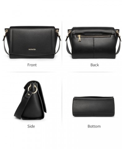 Womens Leather Crossbody Bags Designer Handbag Medium Trendy Shoulder Bag Purse Black $19.75 Crossbody Bags