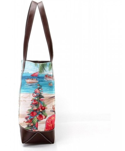 Santa Claus Canvas Leather Mix Crossbody Bag - Stylish Hand-held Purse, 13.3x4.7x12.2 inches $22.08 Crossbody Bags