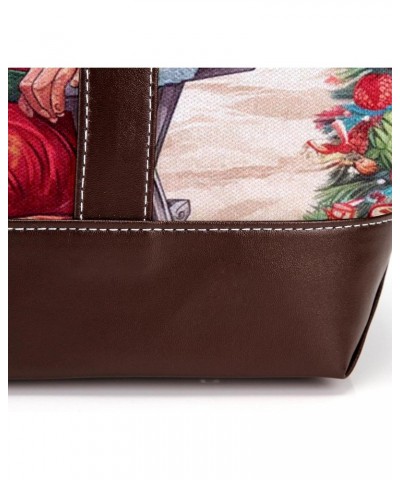 Santa Claus Canvas Leather Mix Crossbody Bag - Stylish Hand-held Purse, 13.3x4.7x12.2 inches $22.08 Crossbody Bags