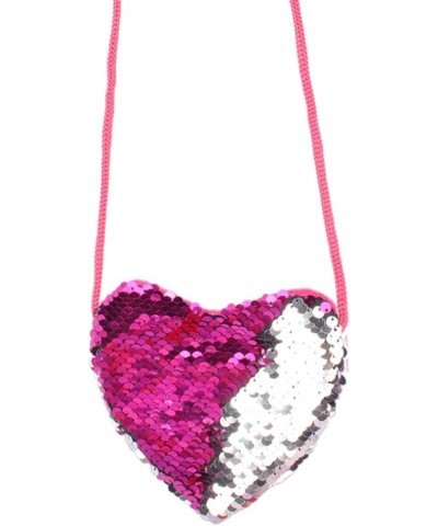 2pcs Reversible Shaped Purse Change Bling Crossbody Stap Coin Kids Small Bag Heart-shaped for Children Mini Sequin Shoulder R...