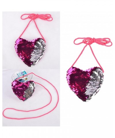 2pcs Reversible Shaped Purse Change Bling Crossbody Stap Coin Kids Small Bag Heart-shaped for Children Mini Sequin Shoulder R...