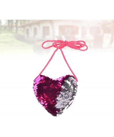 2pcs Reversible Shaped Purse Change Bling Crossbody Stap Coin Kids Small Bag Heart-shaped for Children Mini Sequin Shoulder R...