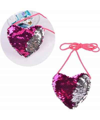 2pcs Reversible Shaped Purse Change Bling Crossbody Stap Coin Kids Small Bag Heart-shaped for Children Mini Sequin Shoulder R...