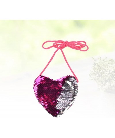 2pcs Reversible Shaped Purse Change Bling Crossbody Stap Coin Kids Small Bag Heart-shaped for Children Mini Sequin Shoulder R...