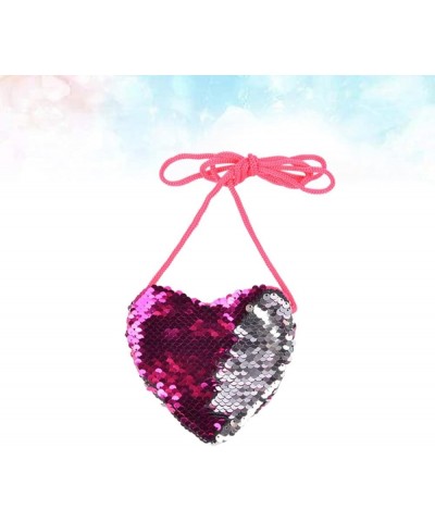 2pcs Reversible Shaped Purse Change Bling Crossbody Stap Coin Kids Small Bag Heart-shaped for Children Mini Sequin Shoulder R...